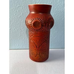 VTG McCoy Butterfly Pottery Vase Matte Scandia Red #620 Boho Summer
